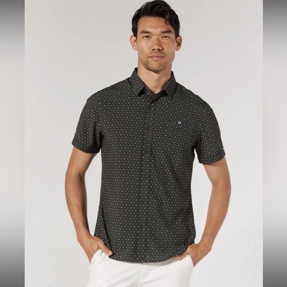 7 Diamonds Other - 7Diamonds Rylee 4 Way Stretch Black‎ Gray Patterned Men's Button Up Shirt Large